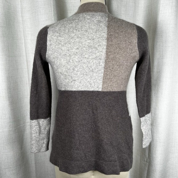 Charter Club Luxury 100% Cashmere Medium Sweater Cardigan Colorblock Grey Brown - Picture 5 of 10